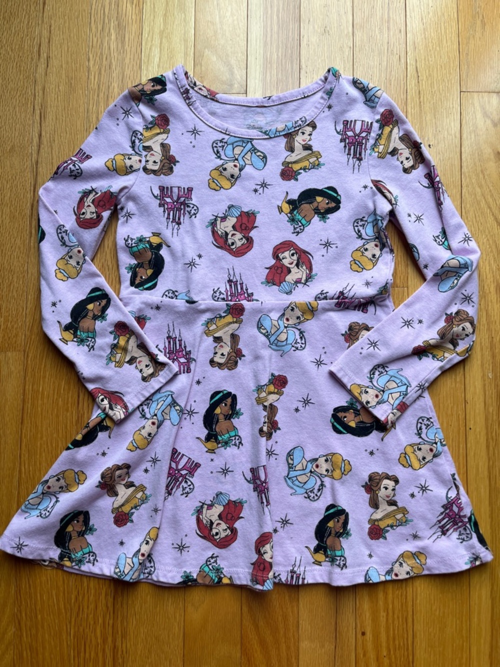 Disney Lilac Princess Print Long Sleeve Dress - Multicolor